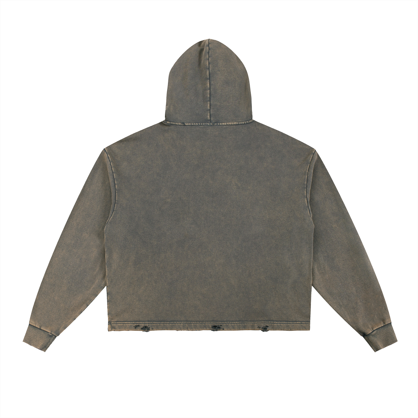 "Emblem" Vintage Washed Frayed-Hem Hoodie