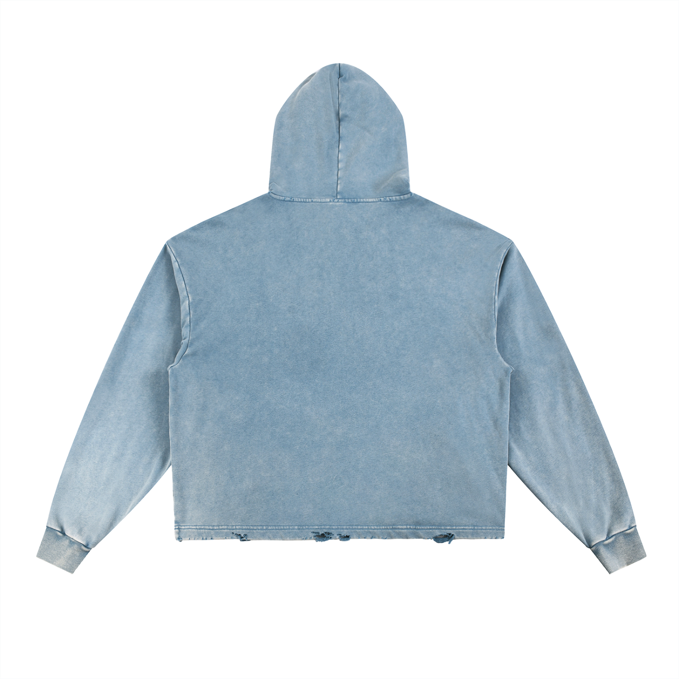 "Emblem" Vintage Washed Frayed-Hem Hoodie