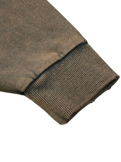 "Emblem" Vintage Washed Frayed-Hem Hoodie