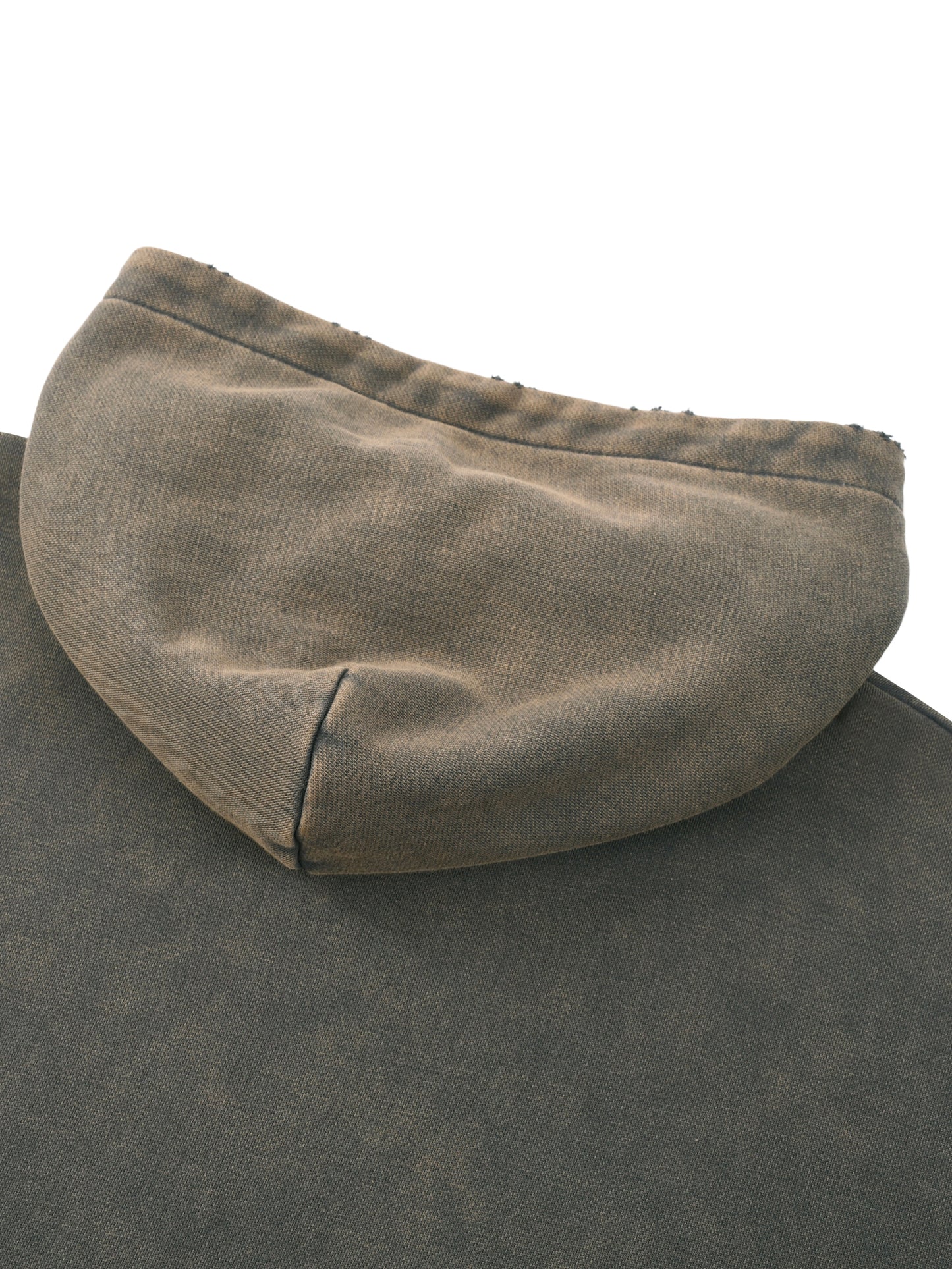 "Emblem" Vintage Washed Frayed-Hem Hoodie